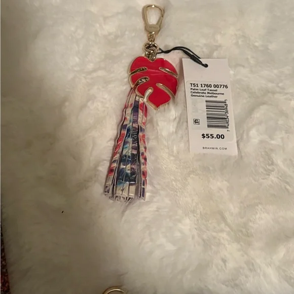 Brahmin Red Leaf Keychain with Tassels - Picture 1 of 1